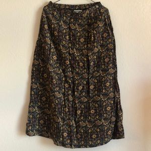 Women's Floral Maxi Skirt in Black and Gold